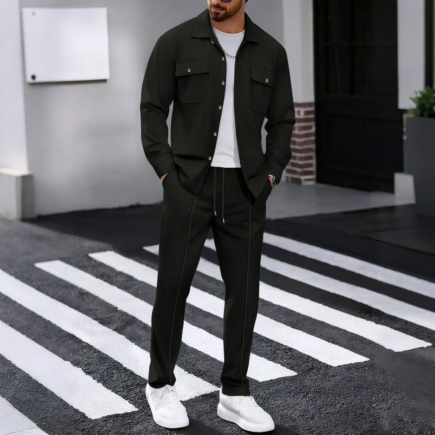 ONORA Waffle Texture Co-ord Set — Luxury Matching Jacket & Pants