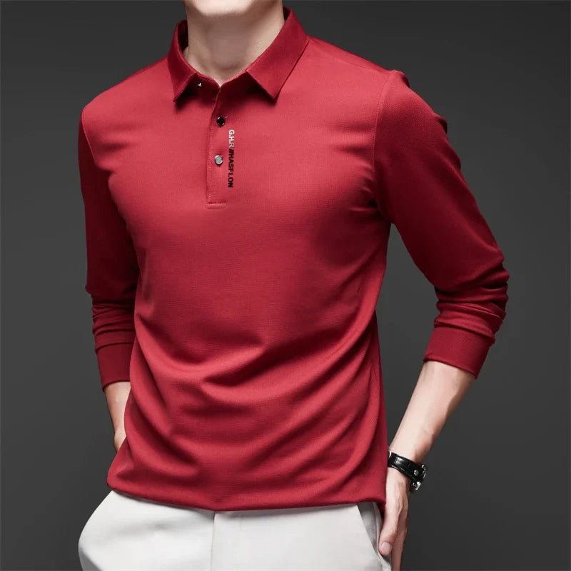 ONORA Signature Badge Polo — Premium Long Sleeve Business Casual