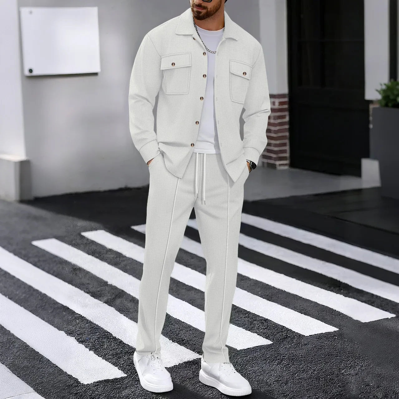 ONORA Waffle Texture Co-ord Set — Luxury Matching Jacket & Pants