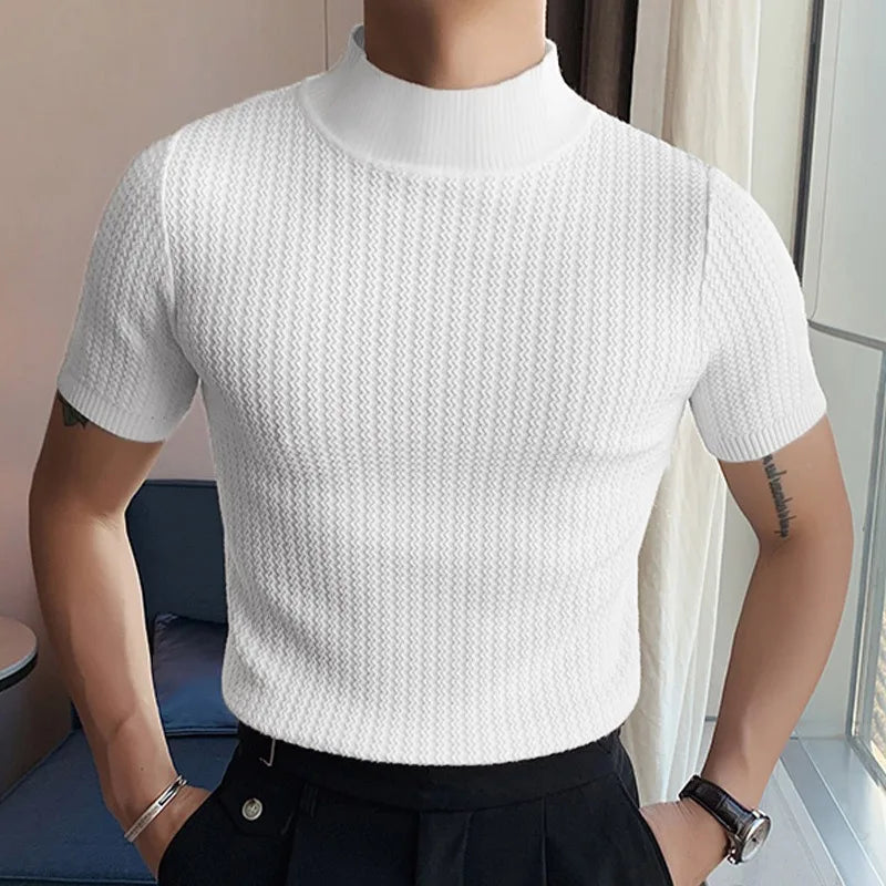 ONORA Premium Textured Turtleneck Tee — Korean Luxury Streetwear