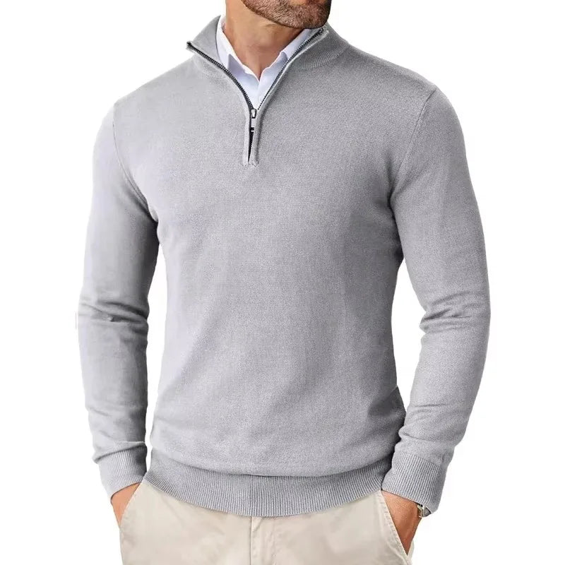 ONORA Quarter-Zip Mock Neck Pullover — Slim Fit Luxury Knitwear
