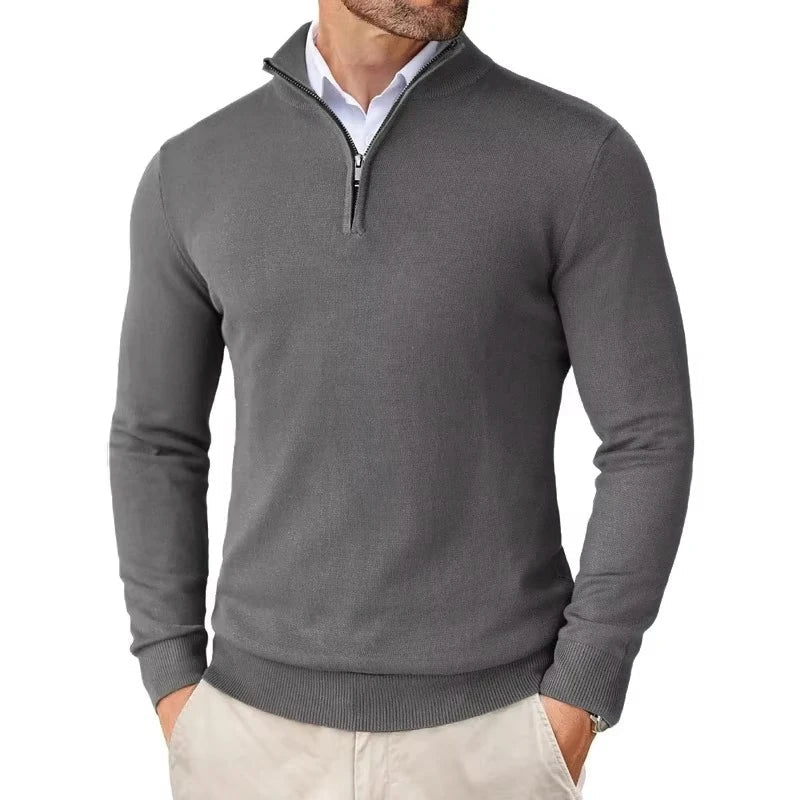 ONORA Quarter-Zip Mock Neck Pullover — Slim Fit Luxury Knitwear