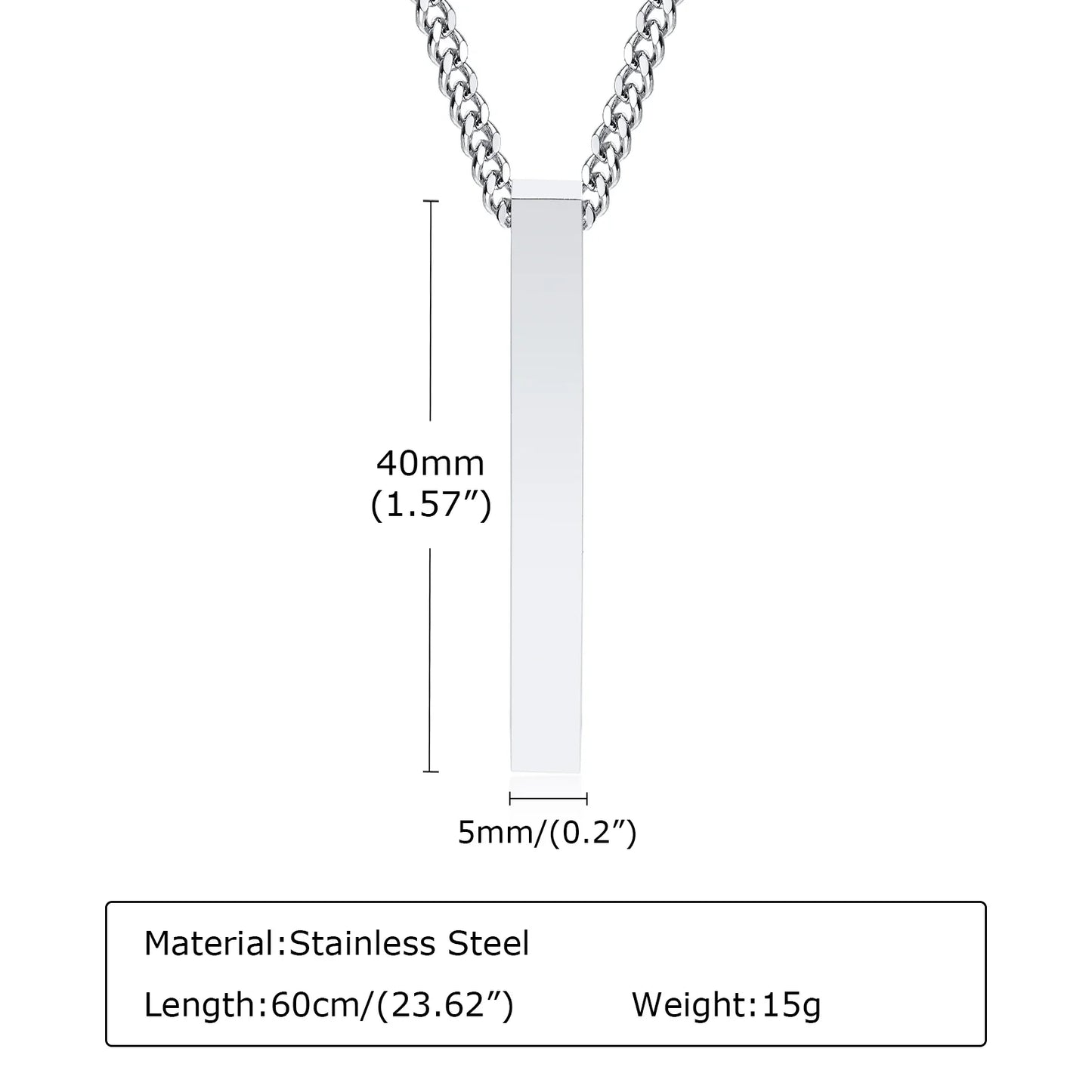 ONORA Vertical Bar Pendant Necklace — Waterproof Stainless Steel