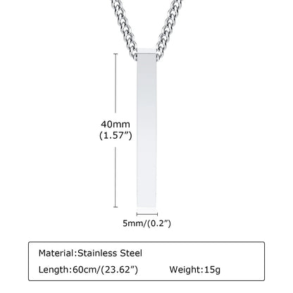 ONORA Vertical Bar Pendant Necklace — Waterproof Stainless Steel