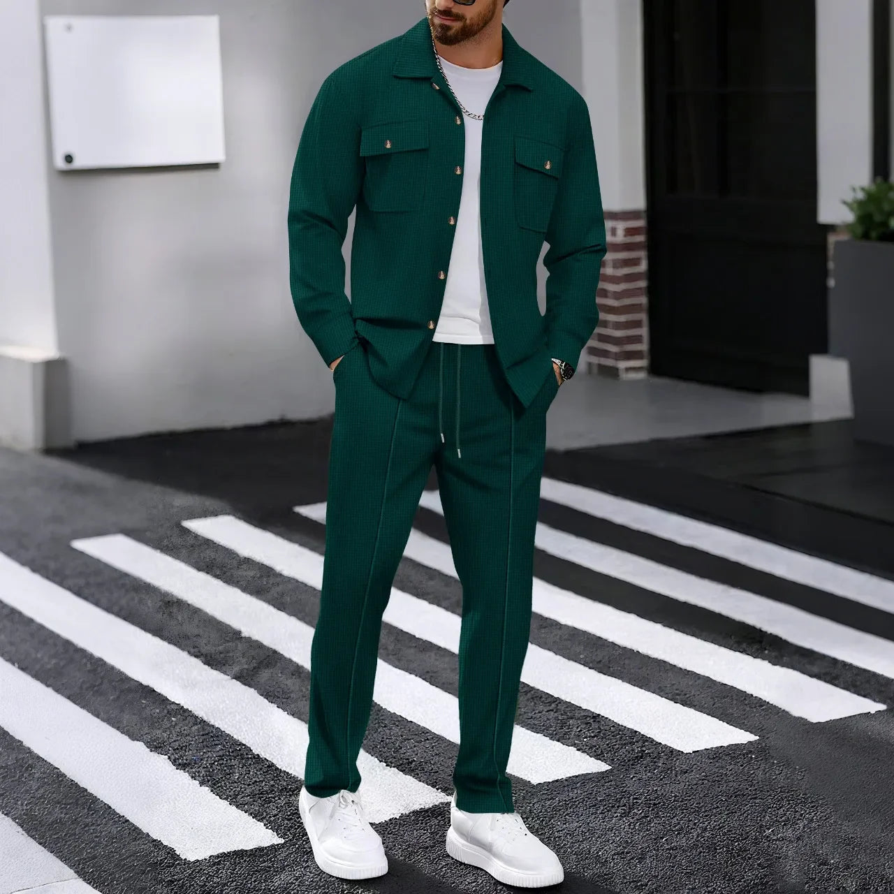 ONORA Waffle Texture Co-ord Set — Luxury Matching Jacket & Pants