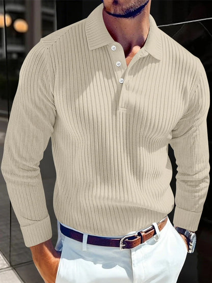 ONORA Luxury Striped Polo Shirt — Premium Long Sleeve
