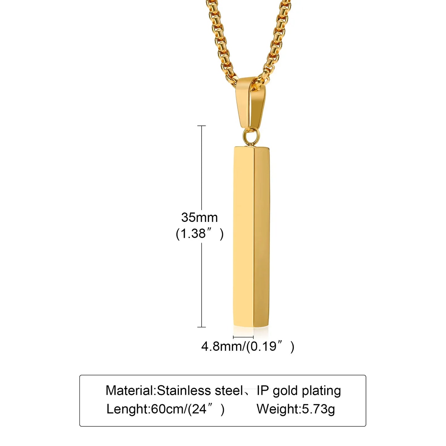 ONORA Vertical Bar Pendant Necklace — Waterproof Stainless Steel