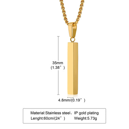 ONORA Vertical Bar Pendant Necklace — Waterproof Stainless Steel