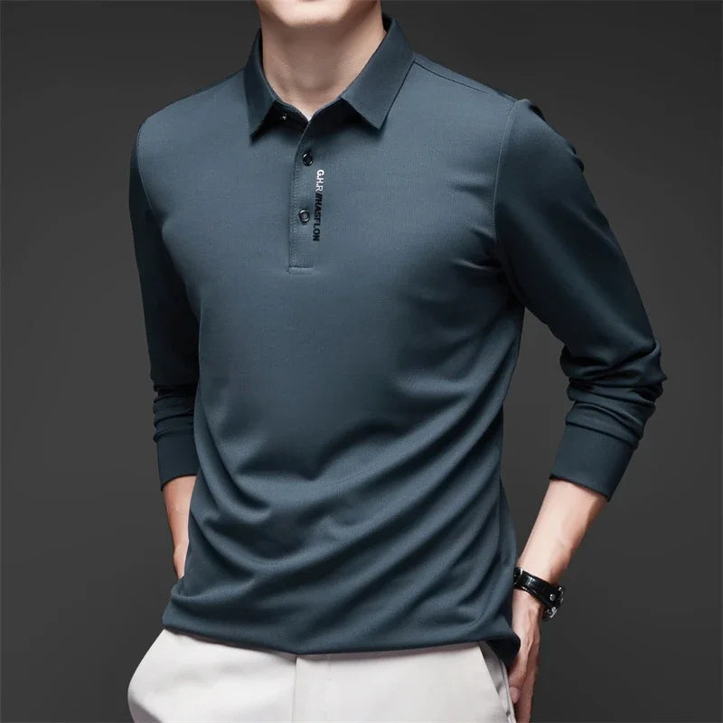 ONORA Signature Badge Polo — Premium Long Sleeve Business Casual