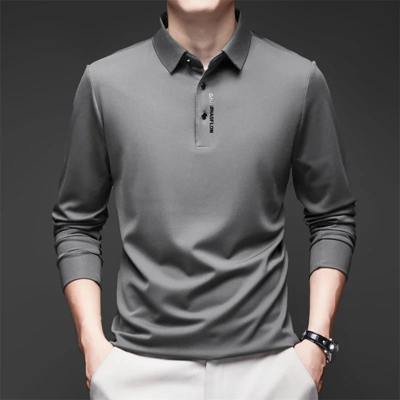 ONORA Signature Badge Polo — Premium Long Sleeve Business Casual