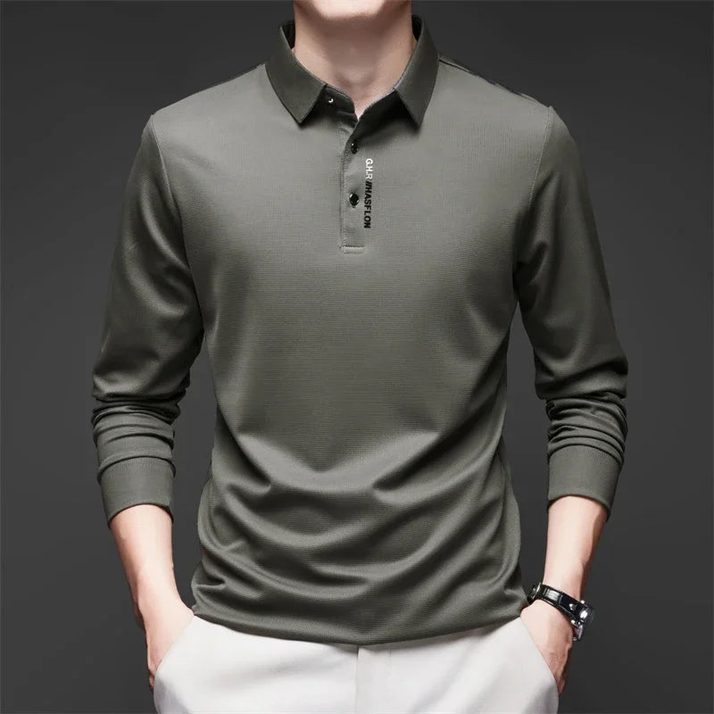 ONORA Signature Badge Polo — Premium Long Sleeve Business Casual