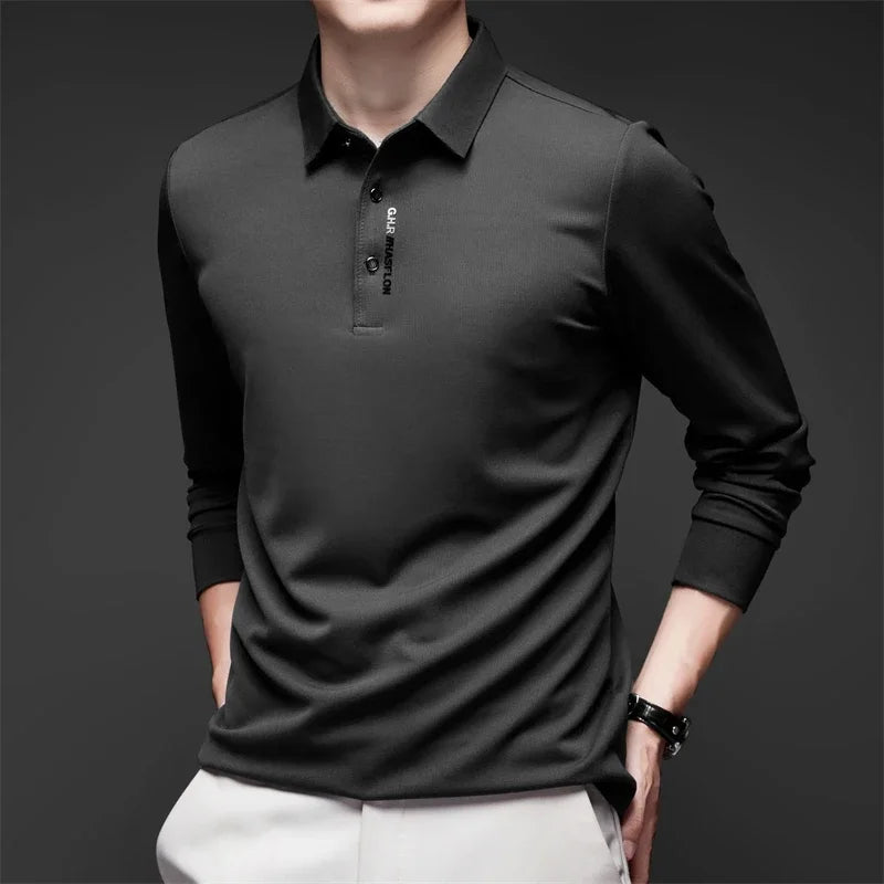 ONORA Signature Badge Polo — Premium Long Sleeve Business Casual