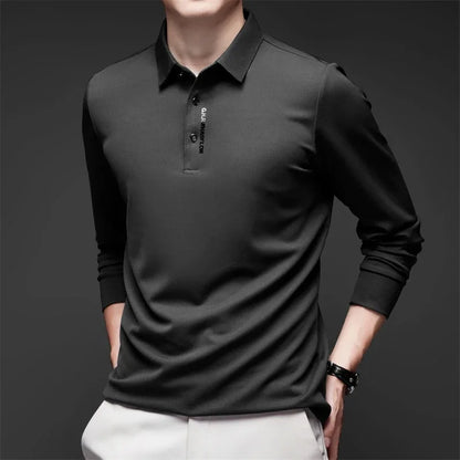 ONORA Signature Badge Polo — Premium Long Sleeve Business Casual