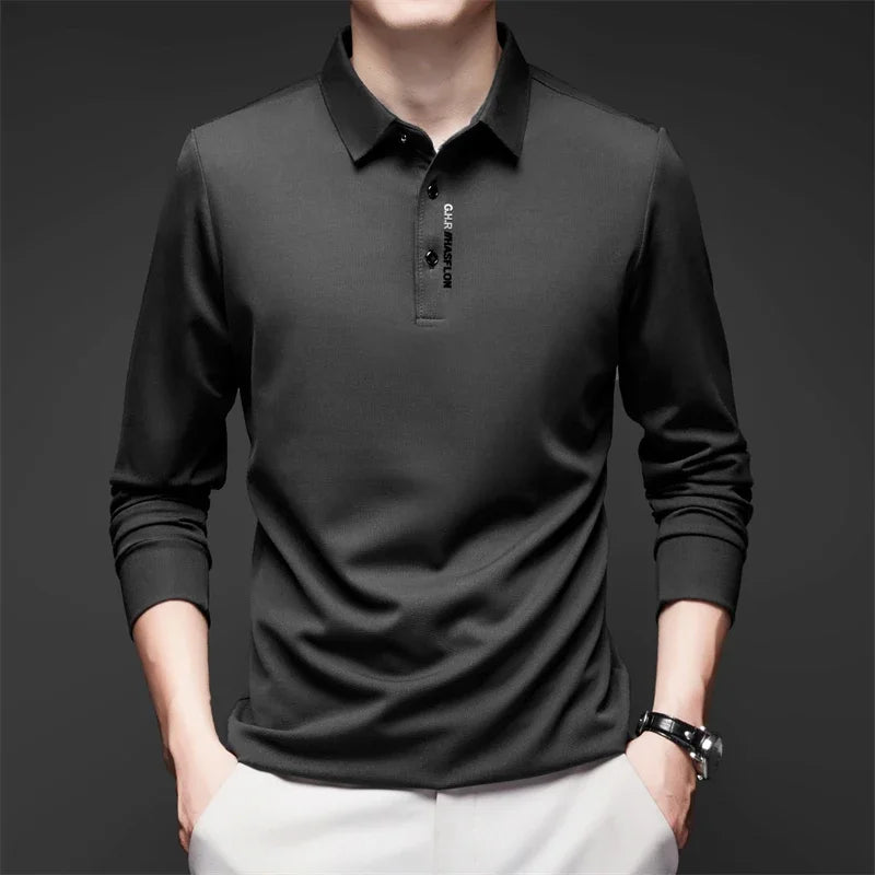 ONORA Signature Badge Polo — Premium Long Sleeve Business Casual