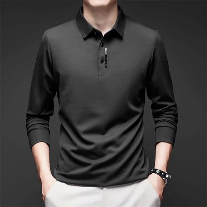ONORA Signature Badge Polo — Premium Long Sleeve Business Casual