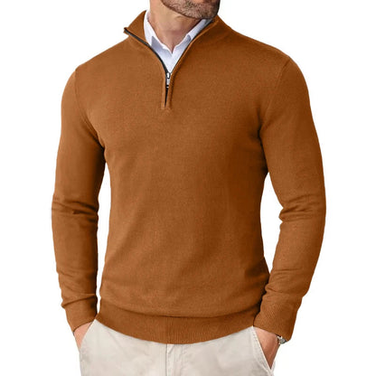 ONORA Quarter-Zip Mock Neck Pullover — Slim Fit Luxury Knitwear