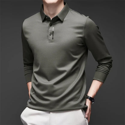 ONORA Signature Badge Polo — Premium Long Sleeve Business Casual