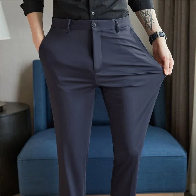 ONORA Silky Stretch Trousers — No-Iron Premium Slim Fit