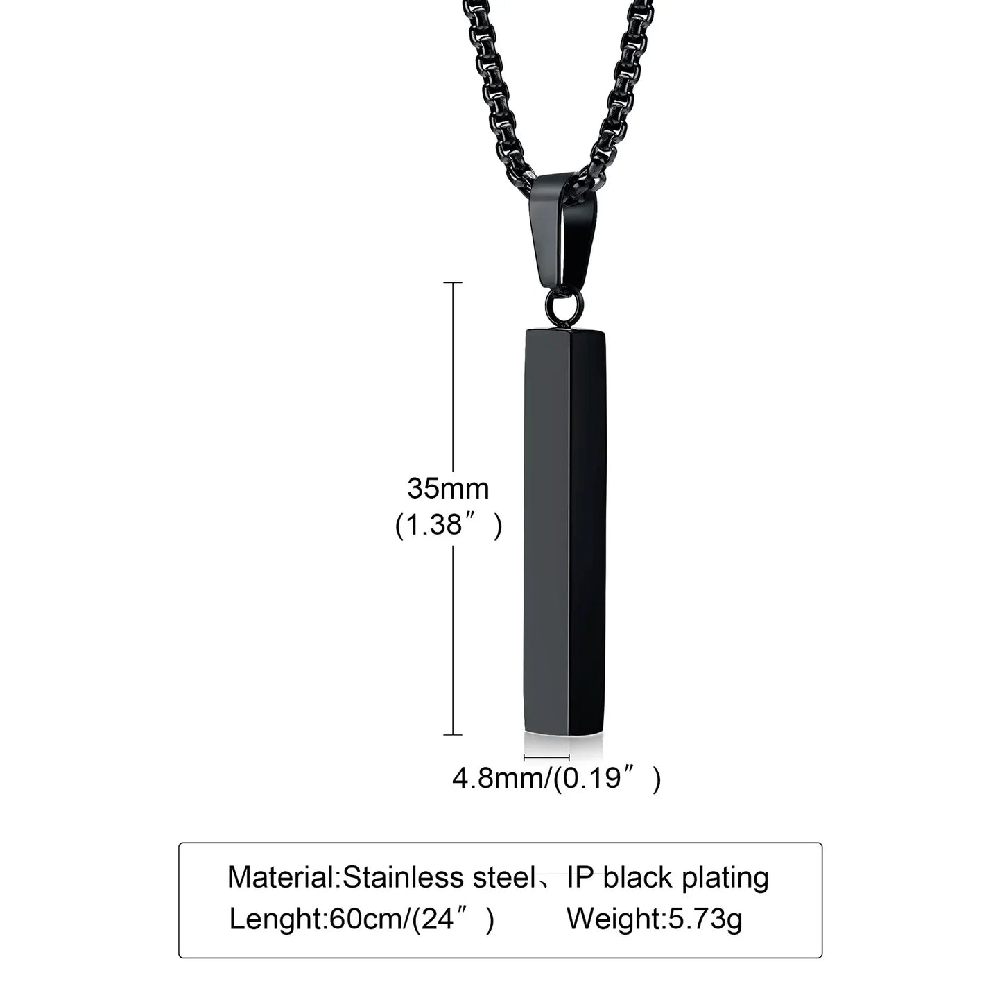 ONORA Vertical Bar Pendant Necklace — Waterproof Stainless Steel