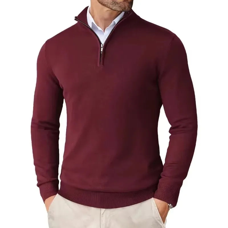 ONORA Quarter-Zip Mock Neck Pullover — Slim Fit Luxury Knitwear