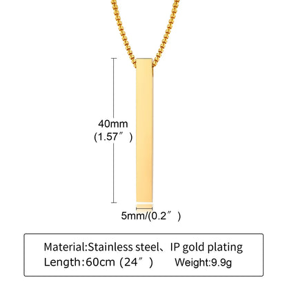 ONORA Vertical Bar Pendant Necklace — Waterproof Stainless Steel