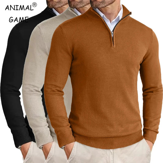 ONORA Quarter-Zip Mock Neck Pullover — Slim Fit Luxury Knitwear