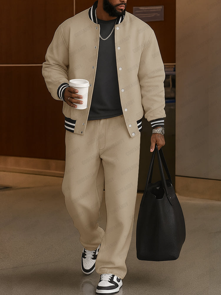ONORA Striped Trim Co-ord Set — Classic Casual Luxury