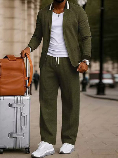 ONORA Contrast Collar Co-ord Set — Smart Casual Luxury