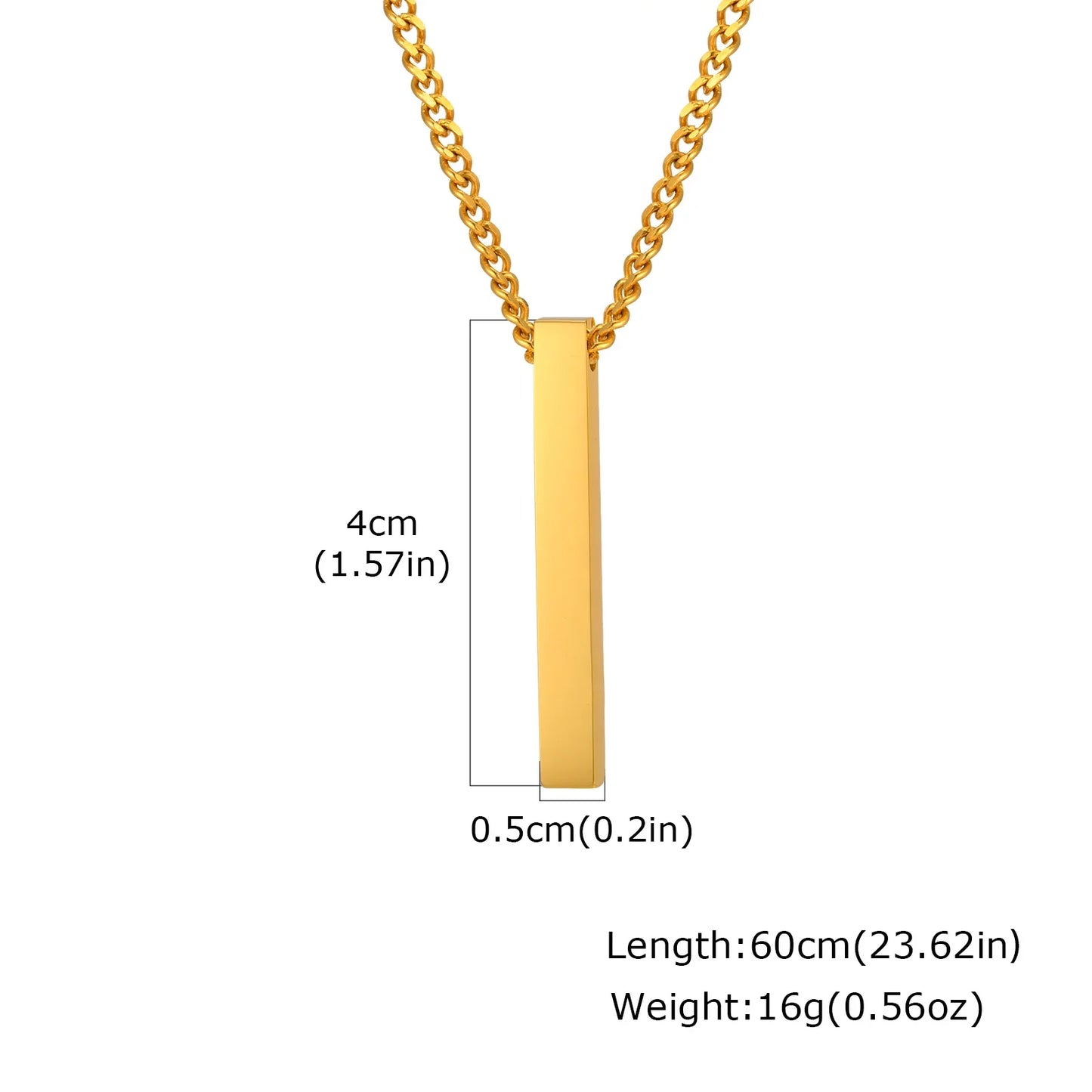 ONORA Vertical Bar Pendant Necklace — Waterproof Stainless Steel
