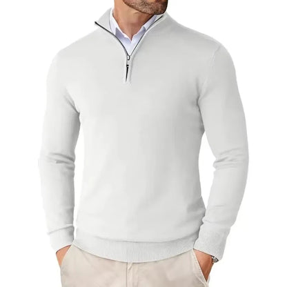 ONORA Quarter-Zip Mock Neck Pullover — Slim Fit Luxury Knitwear