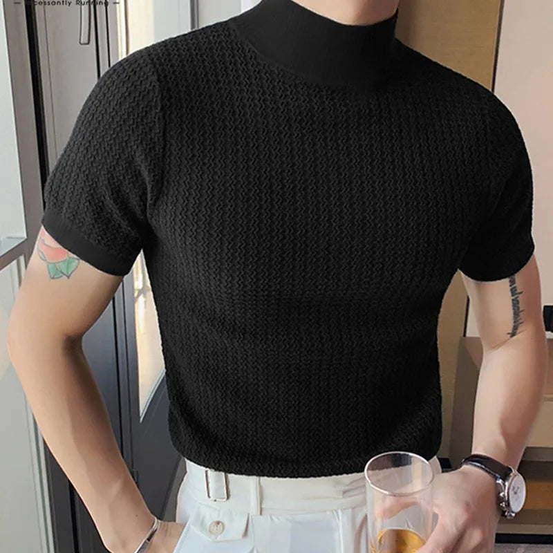 ONORA Premium Textured Turtleneck Tee — Korean Luxury Streetwear