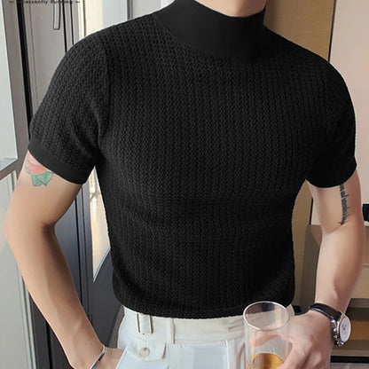 ONORA Premium Textured Turtleneck Tee — Korean Luxury Streetwear