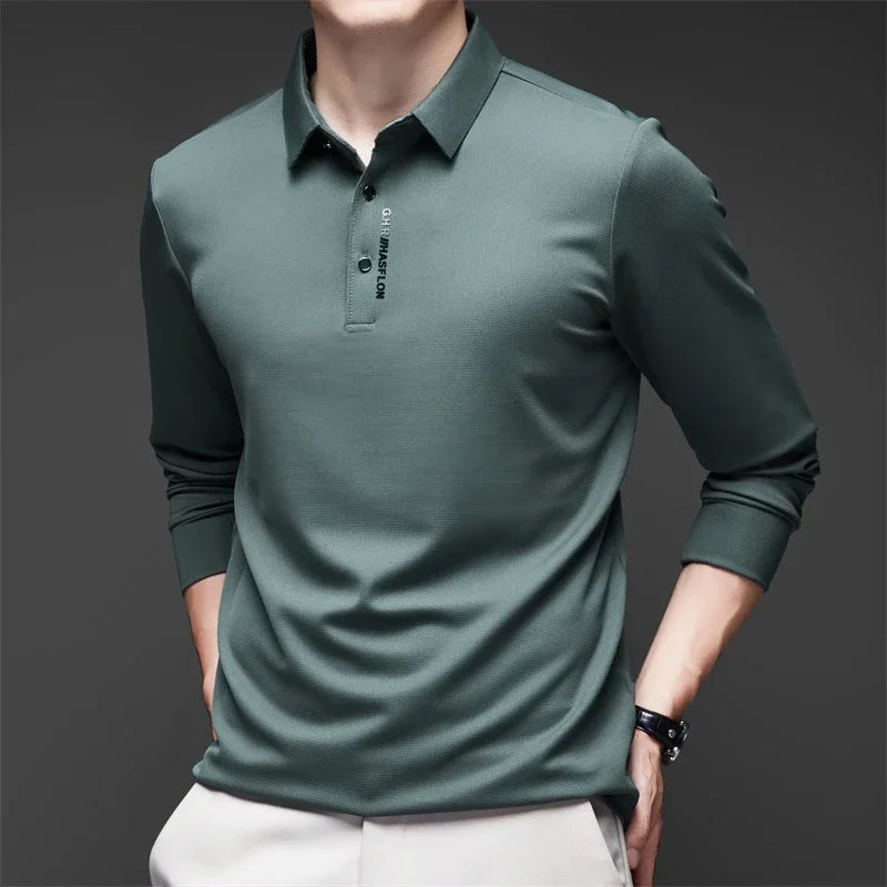 ONORA Signature Badge Polo — Premium Long Sleeve Business Casual