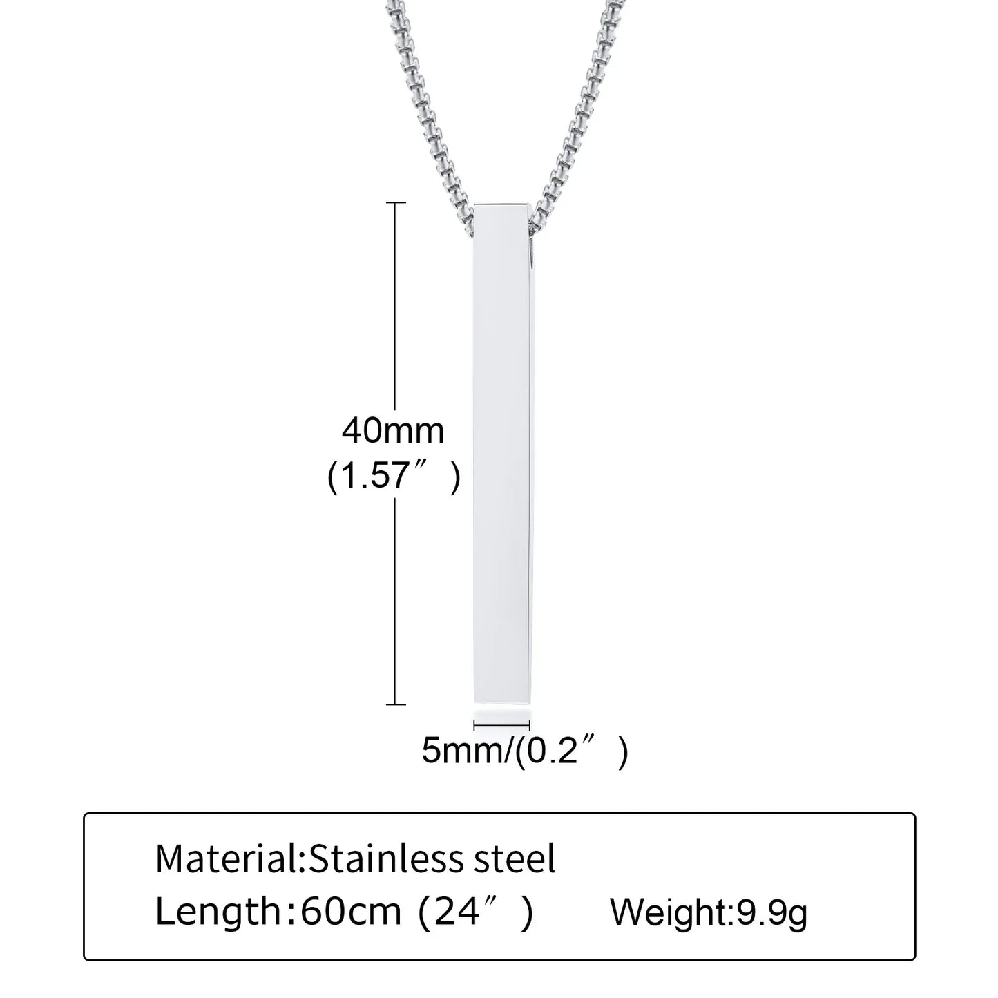 ONORA Vertical Bar Pendant Necklace — Waterproof Stainless Steel