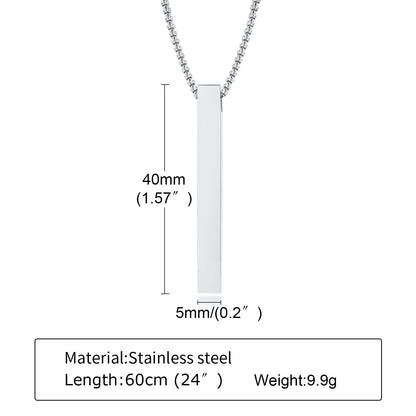 ONORA Vertical Bar Pendant Necklace — Waterproof Stainless Steel