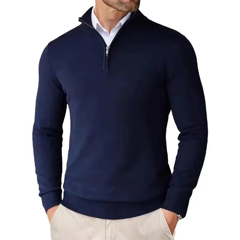 ONORA Quarter-Zip Mock Neck Pullover — Slim Fit Luxury Knitwear