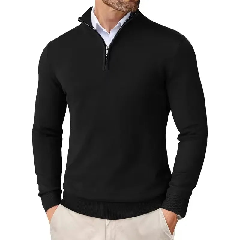 ONORA Quarter-Zip Mock Neck Pullover — Slim Fit Luxury Knitwear
