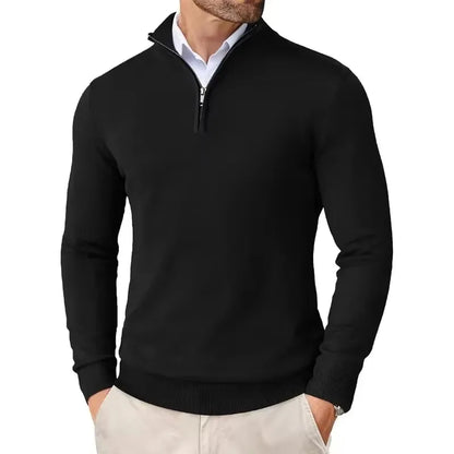 ONORA Quarter-Zip Mock Neck Pullover — Slim Fit Luxury Knitwear