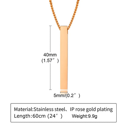 ONORA Vertical Bar Pendant Necklace — Waterproof Stainless Steel
