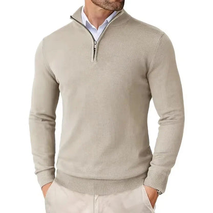 ONORA Quarter-Zip Mock Neck Pullover — Slim Fit Luxury Knitwear