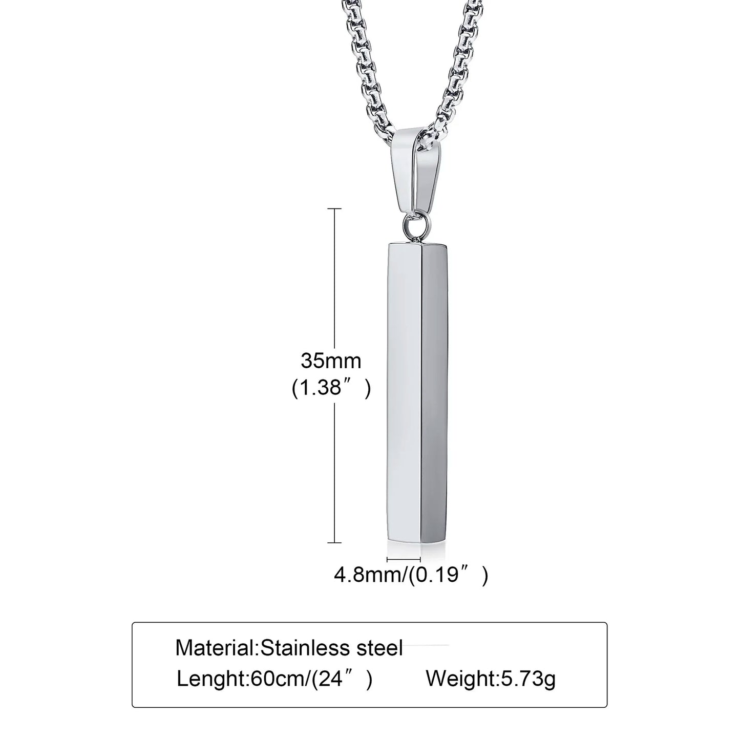 ONORA Vertical Bar Pendant Necklace — Waterproof Stainless Steel