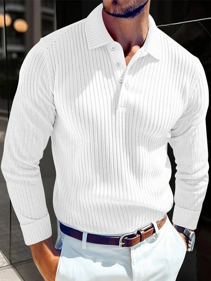 ONORA Luxury Striped Polo Shirt — Premium Long Sleeve