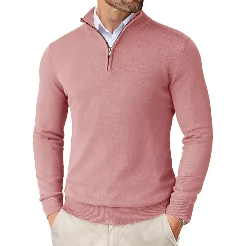 ONORA Quarter-Zip Mock Neck Pullover — Slim Fit Luxury Knitwear