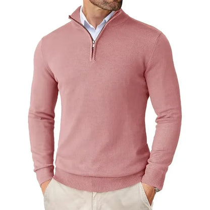ONORA Quarter-Zip Mock Neck Pullover — Slim Fit Luxury Knitwear