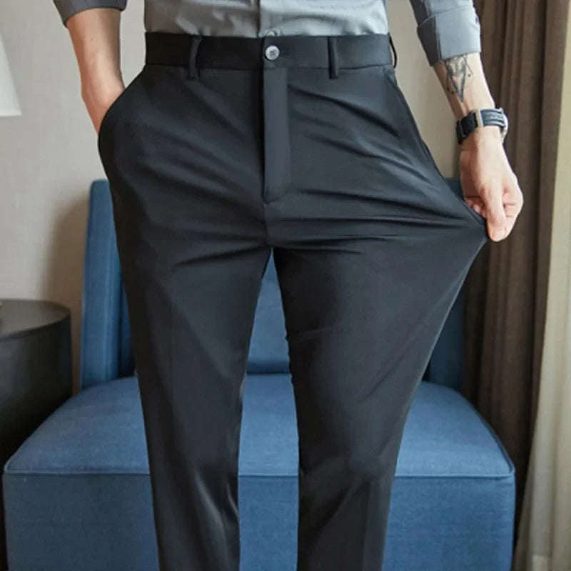 ONORA Silky Stretch Trousers — No-Iron Premium Slim Fit