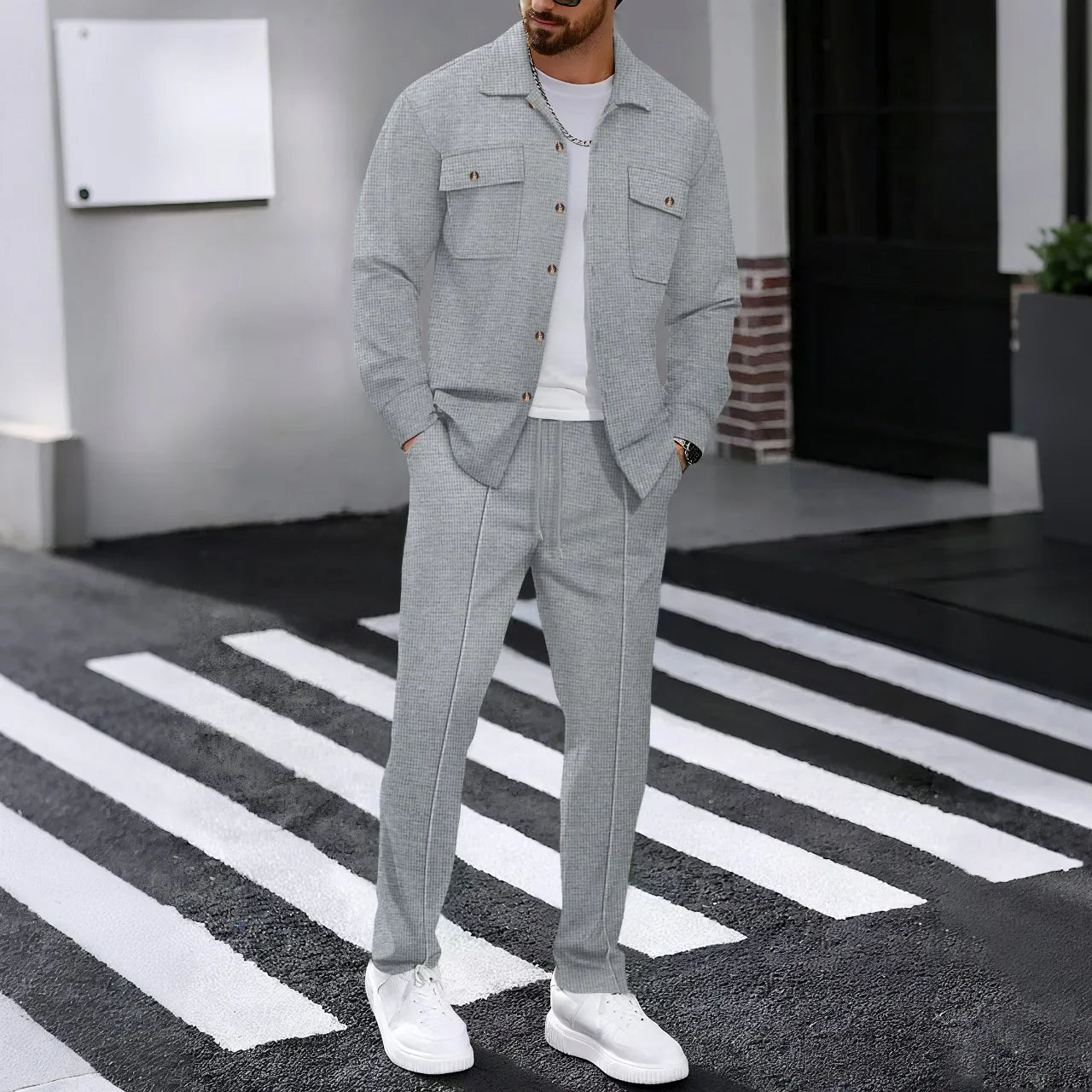 ONORA Waffle Texture Co-ord Set — Luxury Matching Jacket & Pants